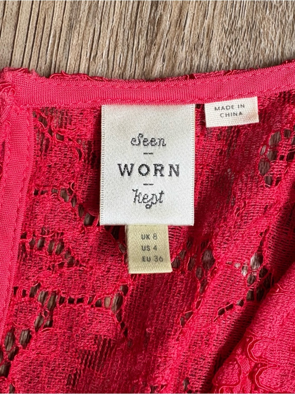 Seen Worn Kept Sleeveless Lace A-Line Dress Women’s 4 Red Spring Wedding Summer - Picture 4 of 12